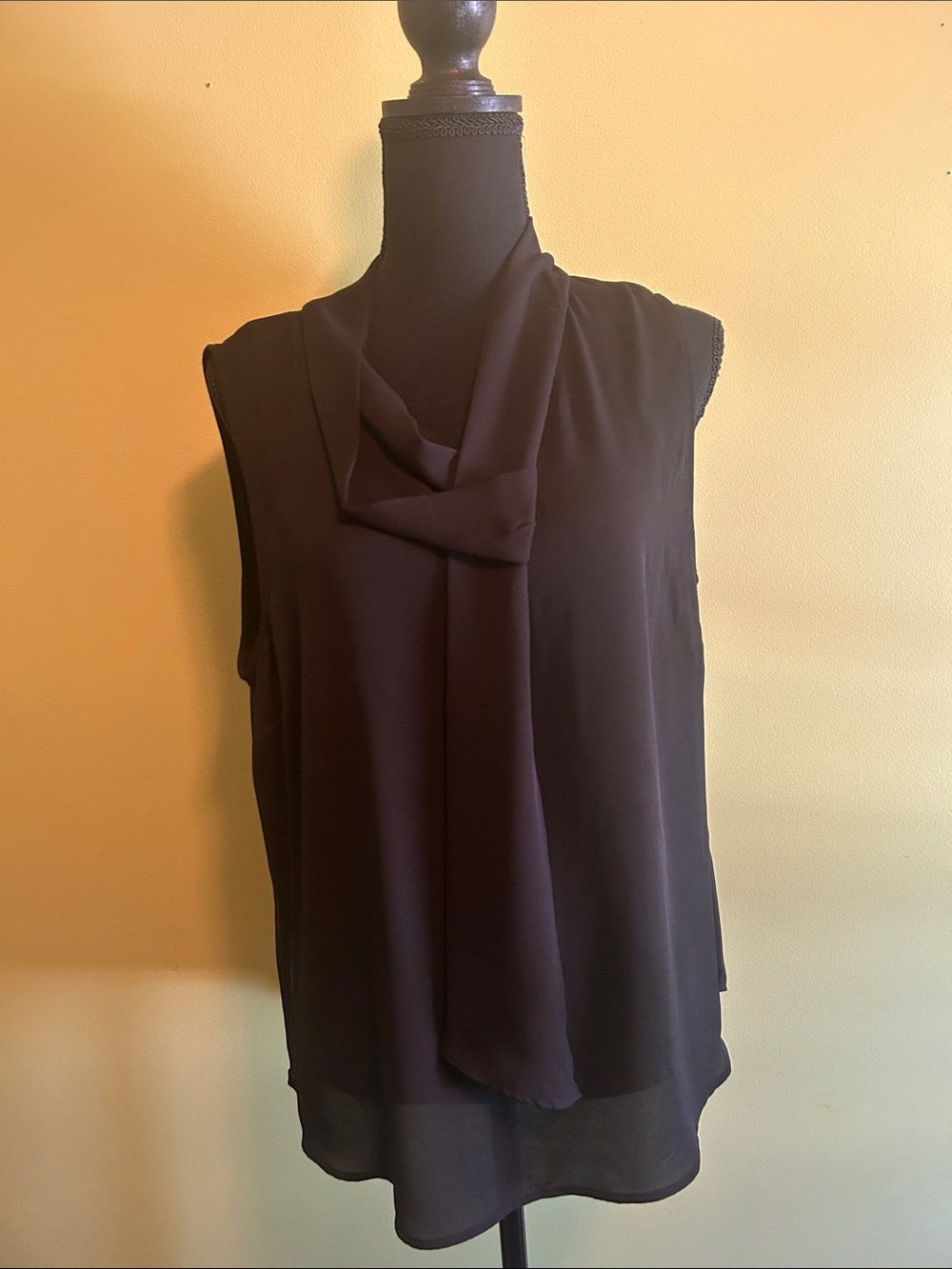 DKNY Black Sleeveless Tie-Front Camisole